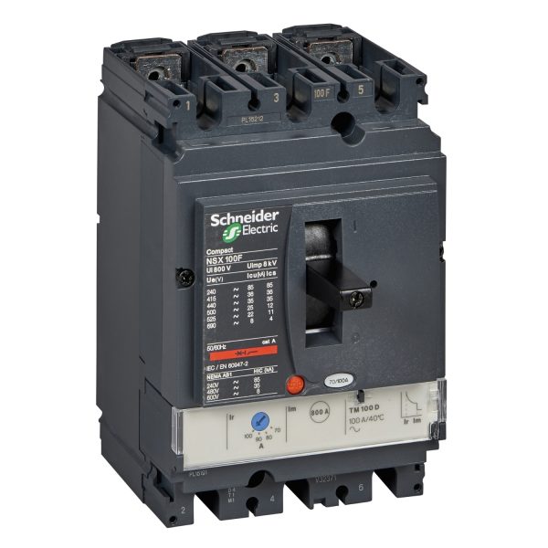 INTERRUPTOR AUTOMÁTICO COMPACT NSX100F TMD100 REGULABLE 70-100 A 3P3D