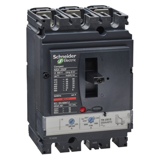 [LV431630] INTERRUPTOR AUTOMÁTICO COMPACT NSX250F TMD250 REGULABLE 175-250 A 3P3D