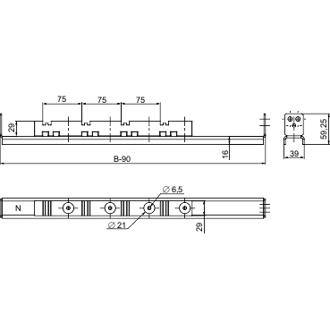 [NSYBHS800] SOPORTE EMBARRADO HORIZONTAL 3200A 800 MM